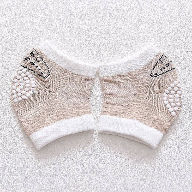 3 pairs of cotton children's knee pads, autumn glue dispensing, anti slip baby knee pads, mesh breathable exercise, baby crawlin - Korvel