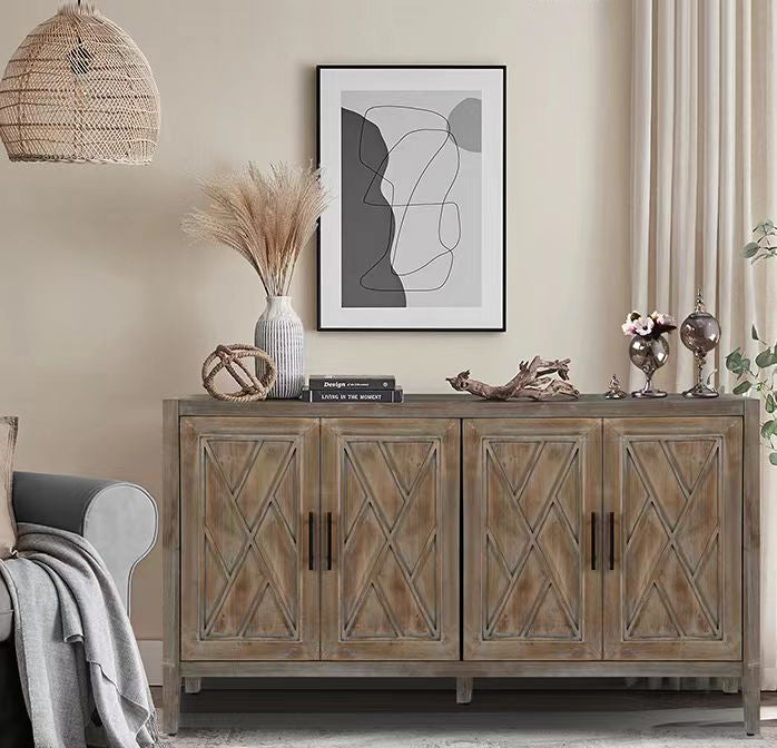 Aparador de Madera Twill de 4 Puertas - Estilo Country Americano Vintage