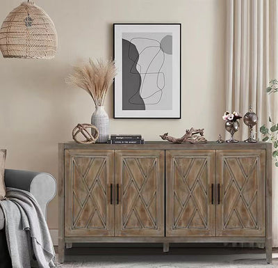 4 Door Wooden Twill Sideboard - Vintage American Country Style