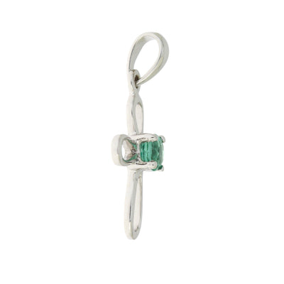 .19ct Emerald Cross Pendant in 10KT White Gold