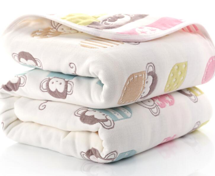 Premium Muslin Cotton Baby Receiving Blanket - 6 Layers Thick