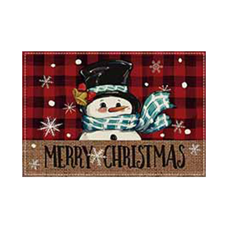 Christmas Snowman Linen Meal Mat Snowflake Grid Printed Table Mat Christmas Party Decoration Insulation Mat Holiday Decoration - Korvel