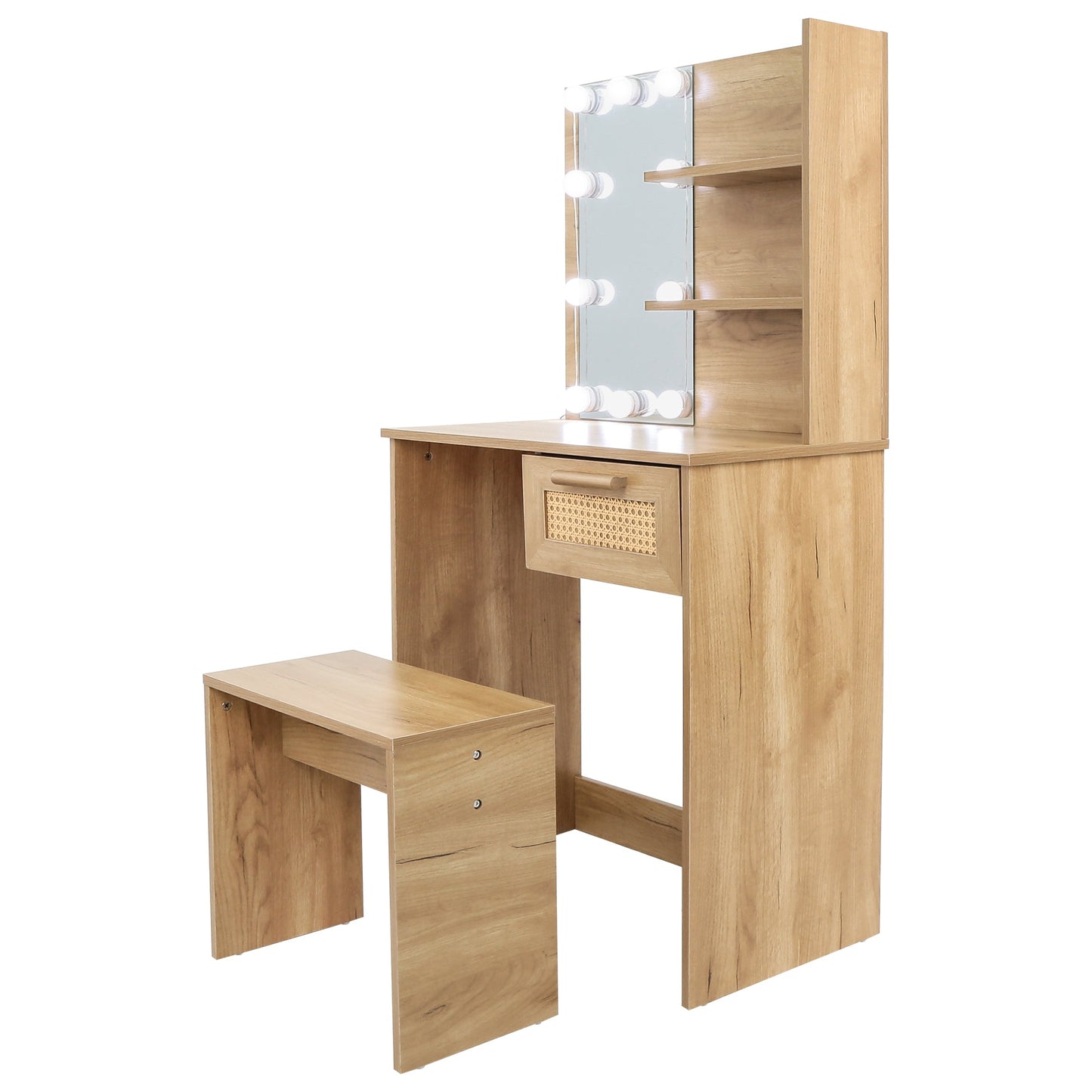 Elegant Bedroom Vanity Set with LED Mirror and Storage