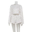 Printed round neck long sleeved cardigan with exposed waist top loose casual shorts set for women - Korvel