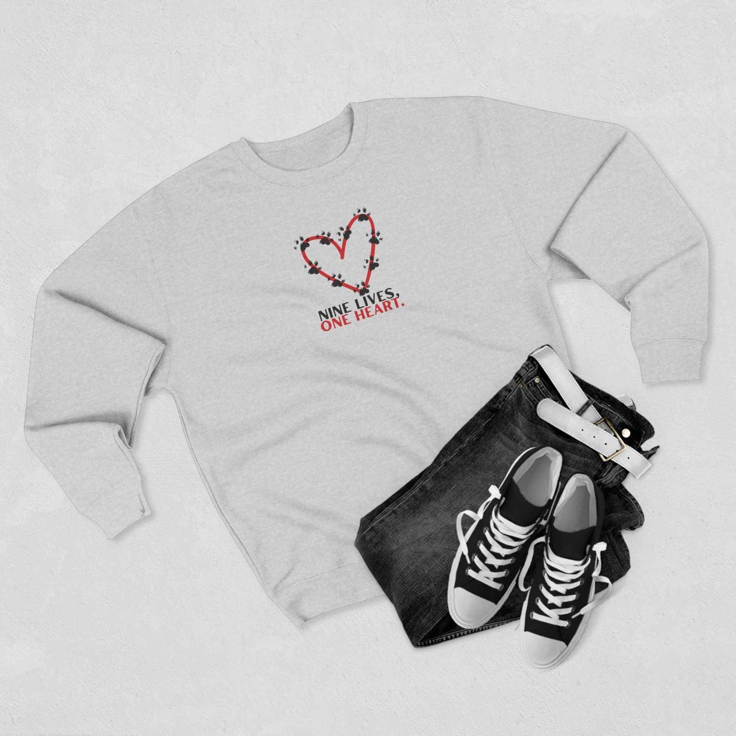 Nine Lives, One Heart Cat Lover Sweatshirt