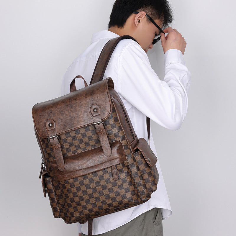 Large Capacity Plaid Laptop Backpack for Travel