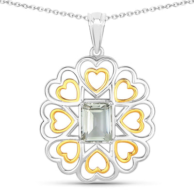 2.10 Carat Genuine Green Amethyst Sterling Silver Pendant