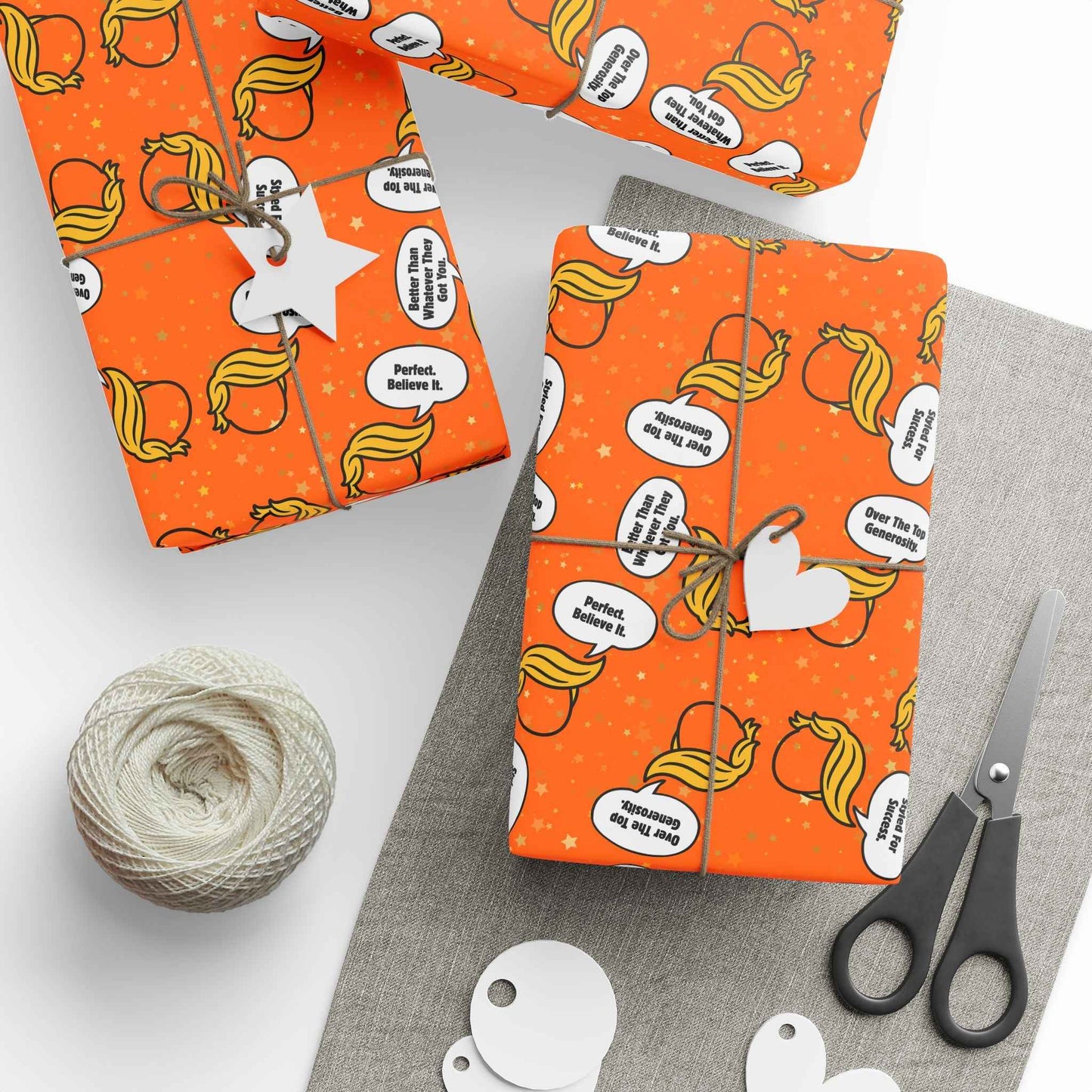 Papier Cadeau Parodique Styled for Success - Blonde Whoosh & Étoiles Dorées