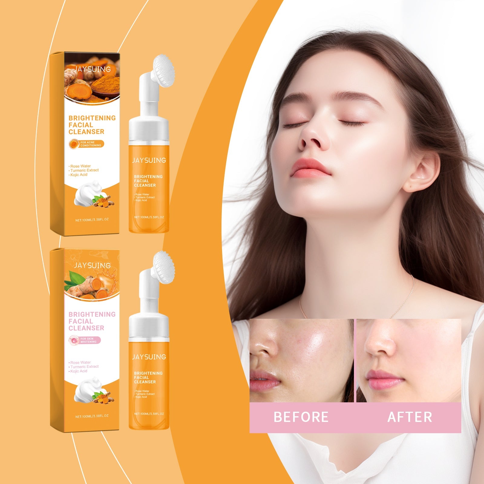 Turmeric Cleansing Mousse For Gentle Cleansing Of Facial Skin Pores Cleanser Moisturizing Skin Care - Korvel