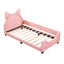 Twin Size Upholstered Daybed with Carton Ears Shaped Headboard  Pink - Korvel