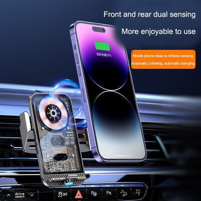 C11 car holder wireless phone charger infrared induction opening and closing navigation punk style transparent phone holder - Korvel