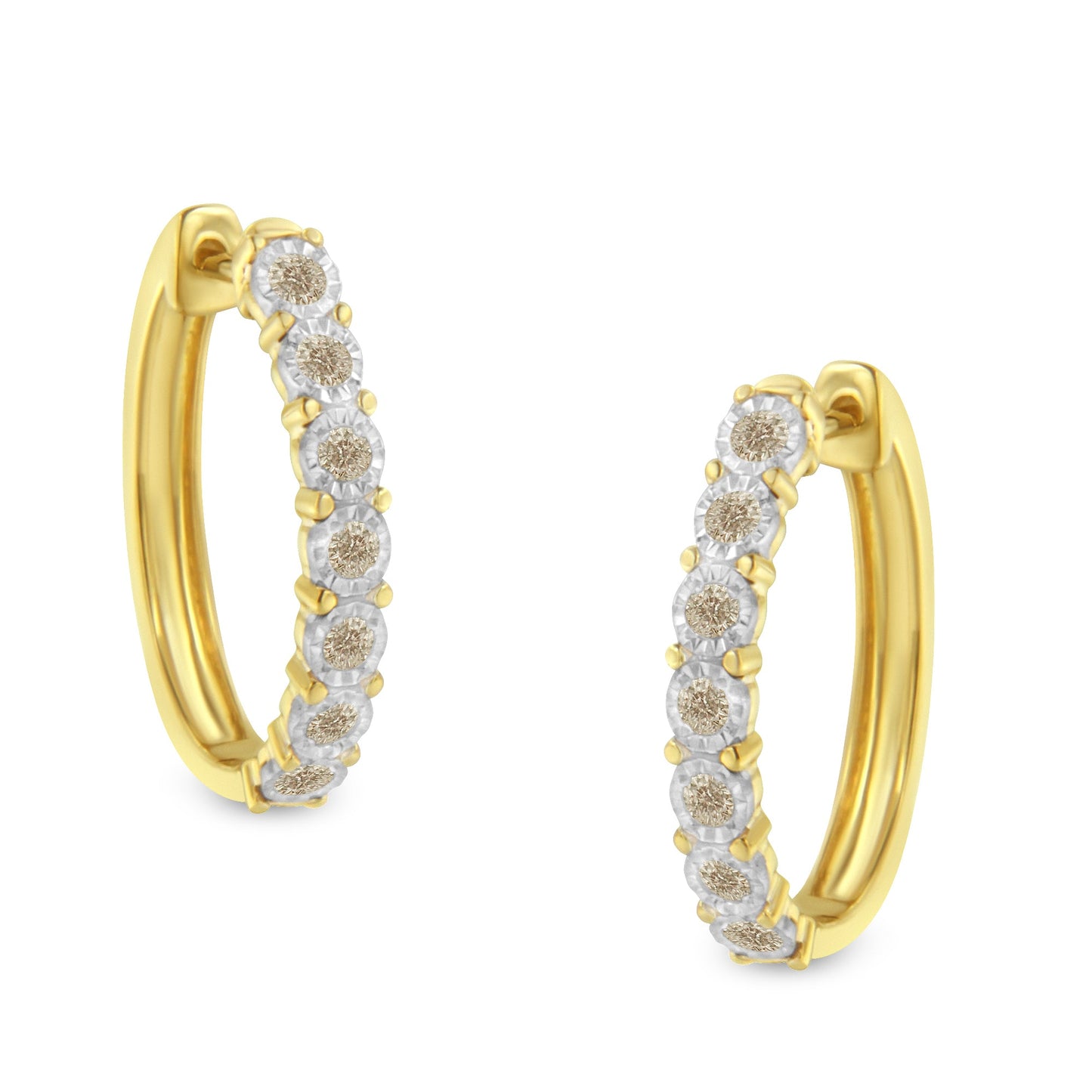 Boucles d'oreilles créoles en diamant en or bicolore 10KT