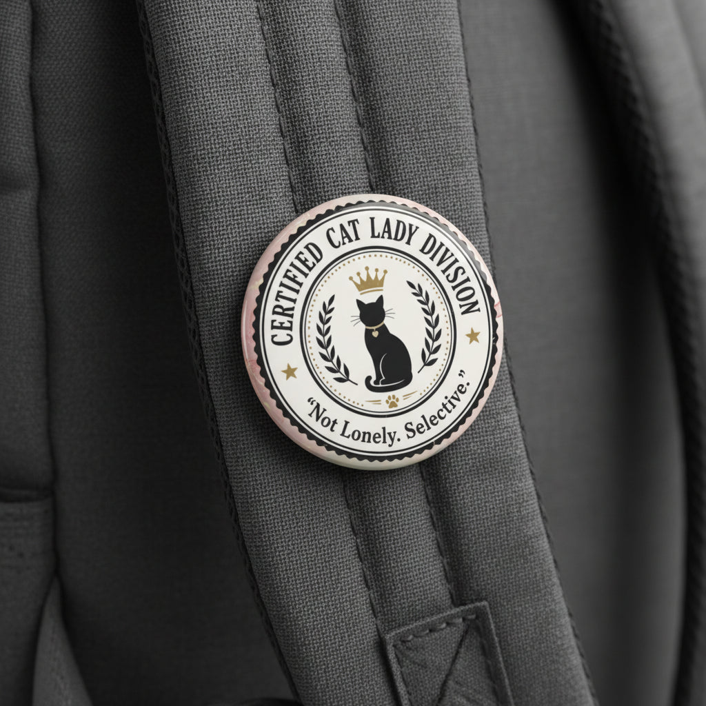 Insigne de la Division des Femmes Amoureuses des Chats Certifiées | Pas Seule. Sélective.