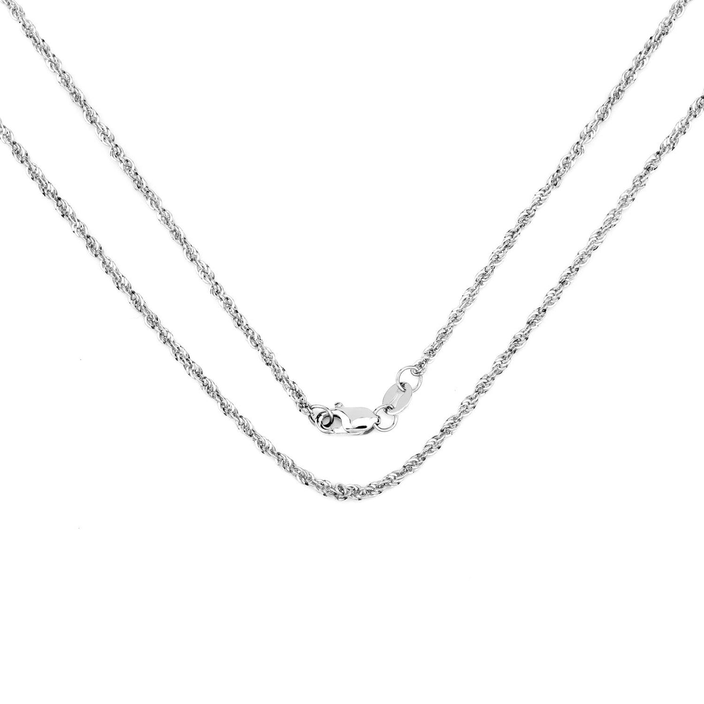 14K White Gold 18-Inch Lite Rope Chain Necklace