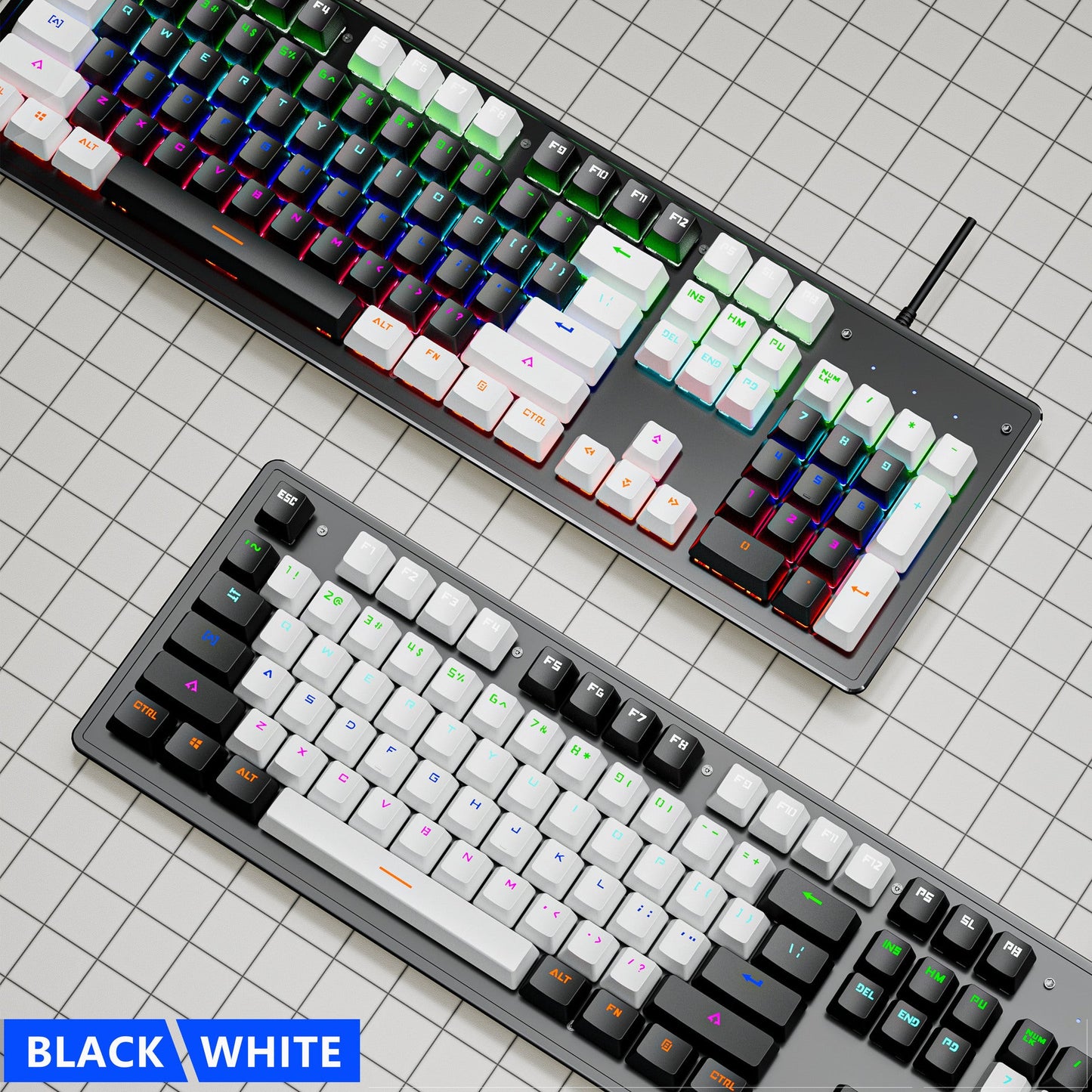 K880 wired mechanical keyboard customized hot swappable office computer 104 key e-sports game - Korvel