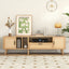 Vine TV stand with 2 cabinets and 2 open shelves, suitable for TVs under 80 inches, with solid wood legs for TV cabinets - Korvel