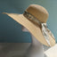 Brim Full Cover Face Hat with Elegant Ribbon Decoration