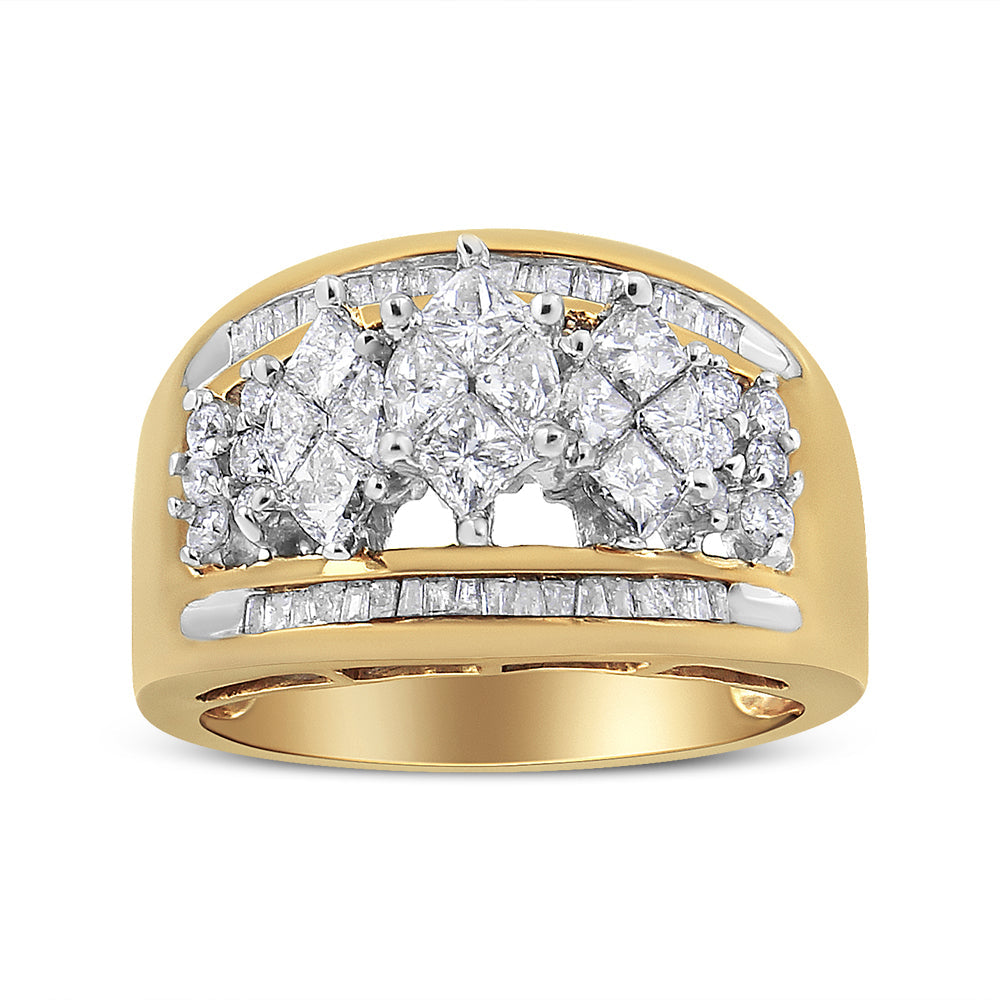 Anillo de Diamante en Forma de Pera de Oro Amarillo y Blanco de 10K 1.5 Cttw - Talla 7