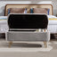 Grey Storage Ottoman Bench for End of Bed Gold Legs Modern Grey Faux Fur Entryway Bench - Korvel