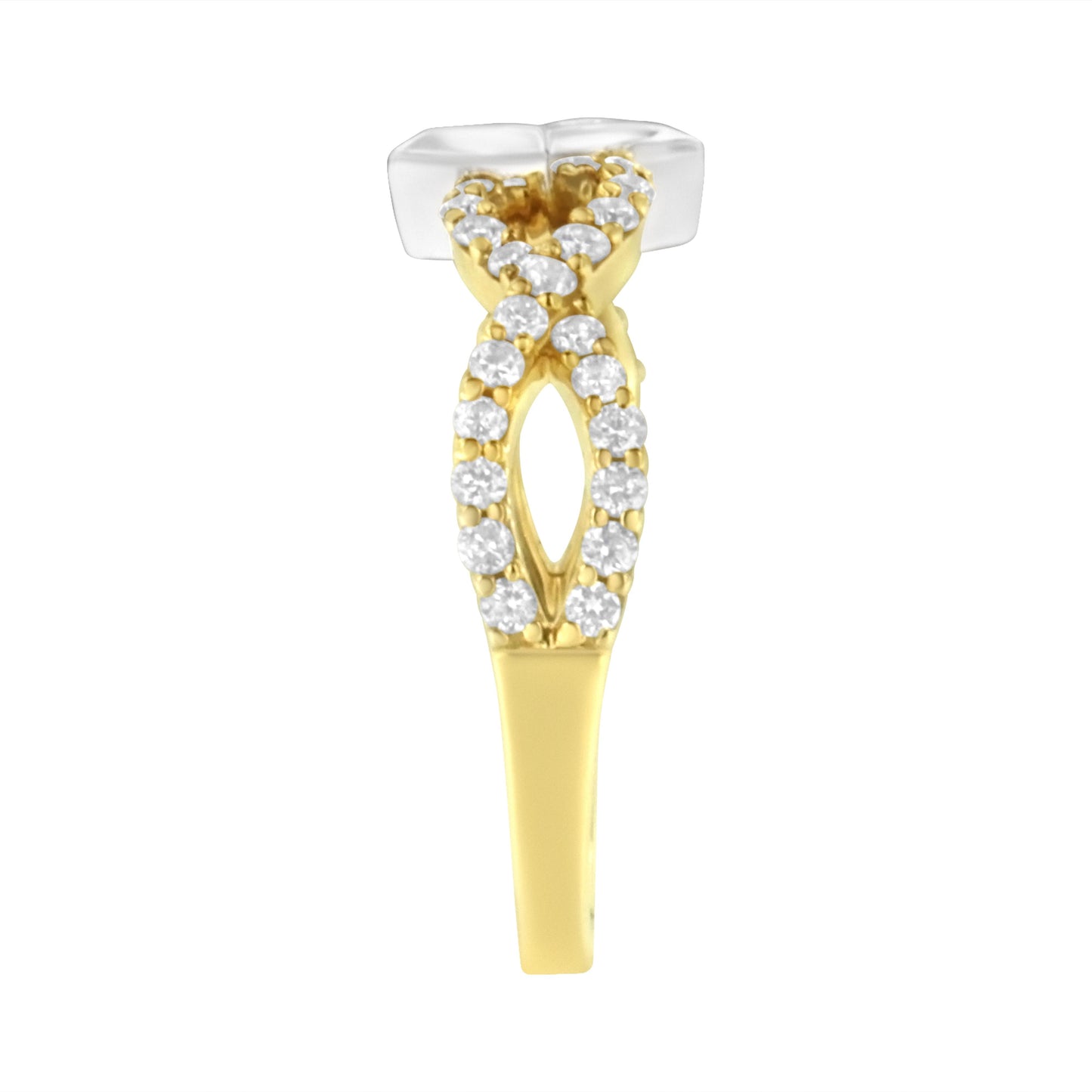 Anillo de Compromiso de Diamante en Forma de Cometa y Twist de Dos Tonos de 10K