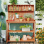 65" Large Wooden Farmhouse Rustic Outdoor Potting Bench Table Garden Potting Bench with 4 Storage Shelves and Side Hook,Natural - Korvel