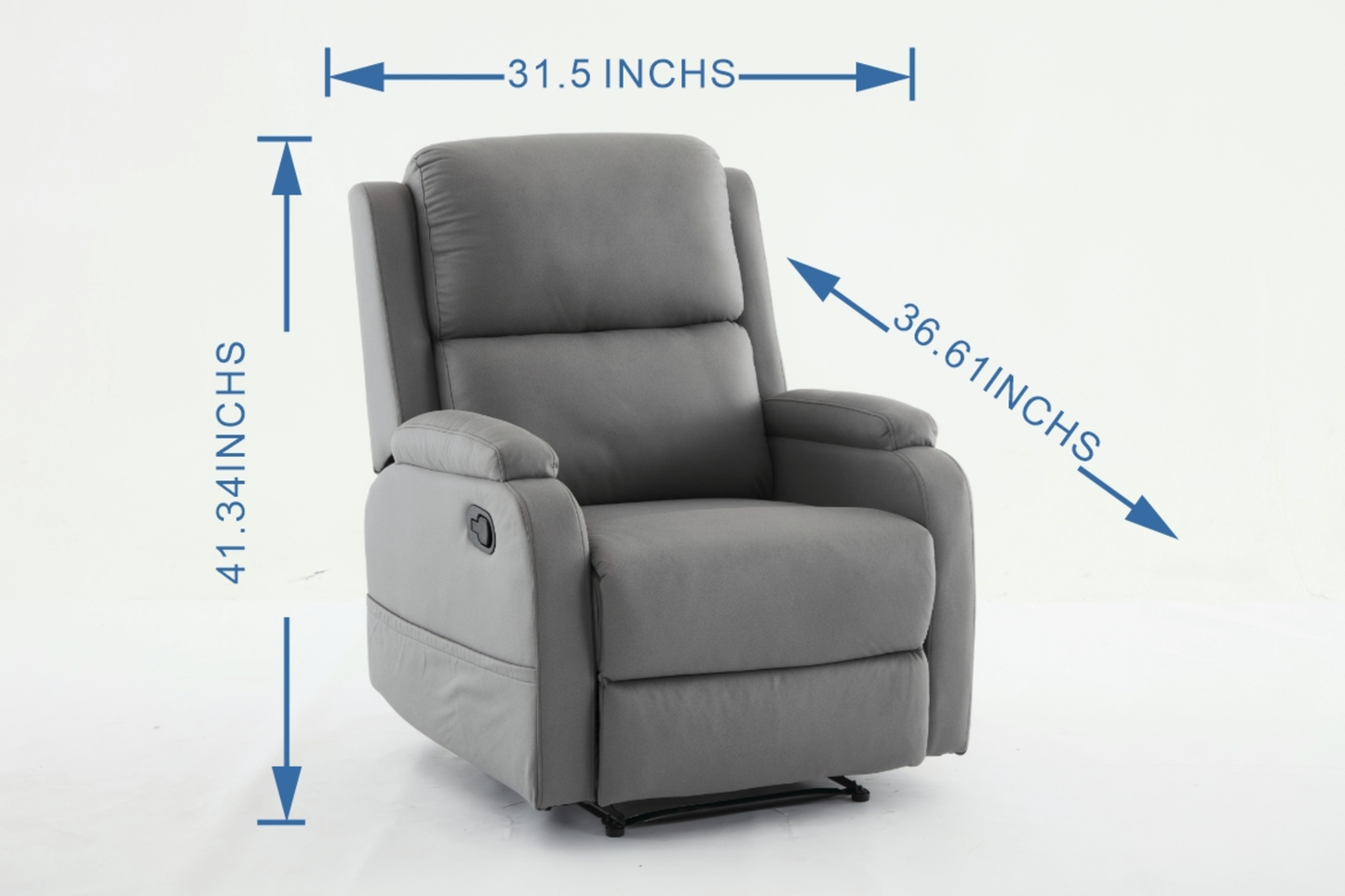 Gray PU Leather Recliner Massage Chair with Adjustable Positions