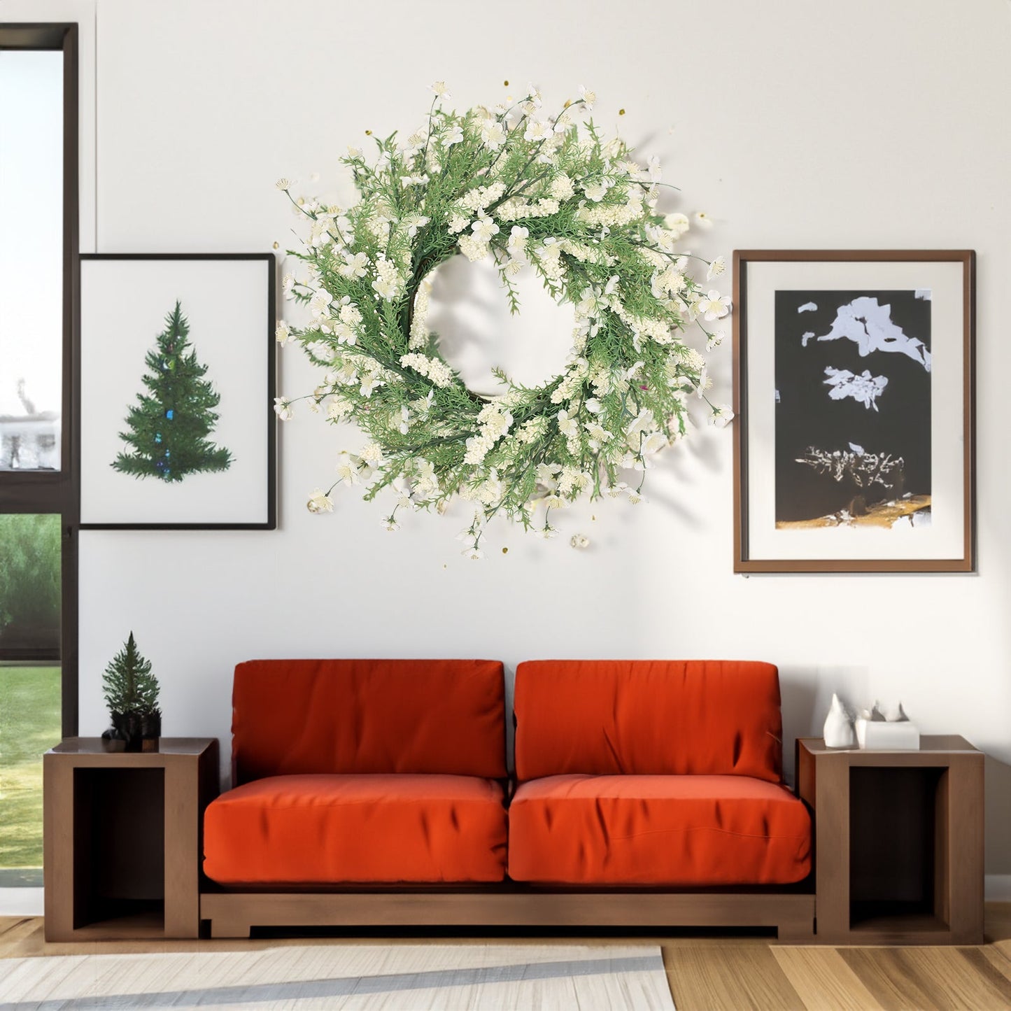 Couronne de fleurs de prunier de 30"