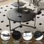 Modern coffee table with two display shelves, Black Faux marble surfaces, Tripod-inspired base,Rounded tabletop edges - Korvel