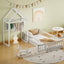 Wooden Twin Size Children's Bed with Detachable Headboard and Integrated Clothes Drying Rack, White - Korvel