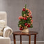 Árbol de yute rojo y dorado de 2' con 50 luces LED blancas cálidas