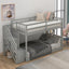 Twin over Twin Floor Bunk Bed, Ladder with Storage  Gray - Korvel