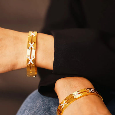 18K Gold-Plated Czech Diamond Bracelet - Korvel