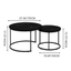A set of nested coffee tables, 27.6-inch round coffee table, wooden marble patterned tabletop, sturdy metal frame (black) - Korvel