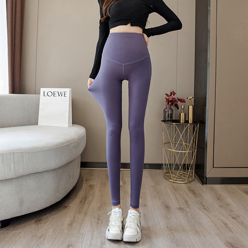 Pregnant Women's Shark Pants Do Not Drop Off Leggings Double Sided Brushed Large Size 100kg High Waist Hip Lifting Barbie Pants - Korvel