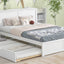 Queen Size Storage Platform Bed with Pull Out Shelves and Twin XL Size Trundle  White - Korvel