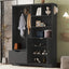 Multi-functional Hall Tree with Storage Shelves Drawers and Cabinet, Elegant Hallway Shoe Cabinet with Bench Modern Black - Korvel