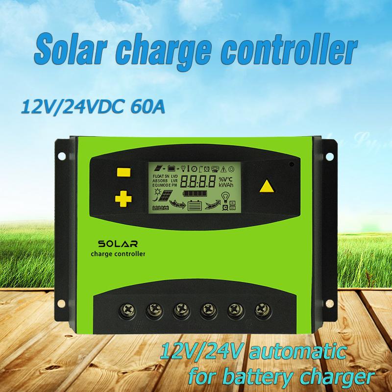 12V 24V 60A 50A 40A 30A  Solar Controller with LCD Function Dual USB 5VDC Output Solar Panel Battery Charge Regulator - Korvel