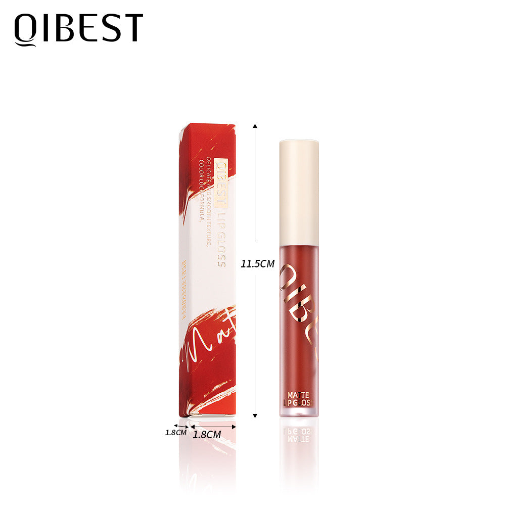 QIBEST Brillo de Labios Mate Sedoso y Suave - No Pegajoso y de Larga Duración