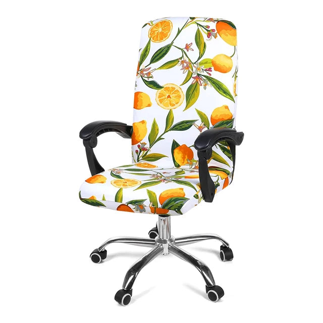 Stretch Printed Computer Office Chair Covers Soft Fit Universal Desk Rotating Slipcovers Removable Washable Anti-Dust Spandex - Korvel