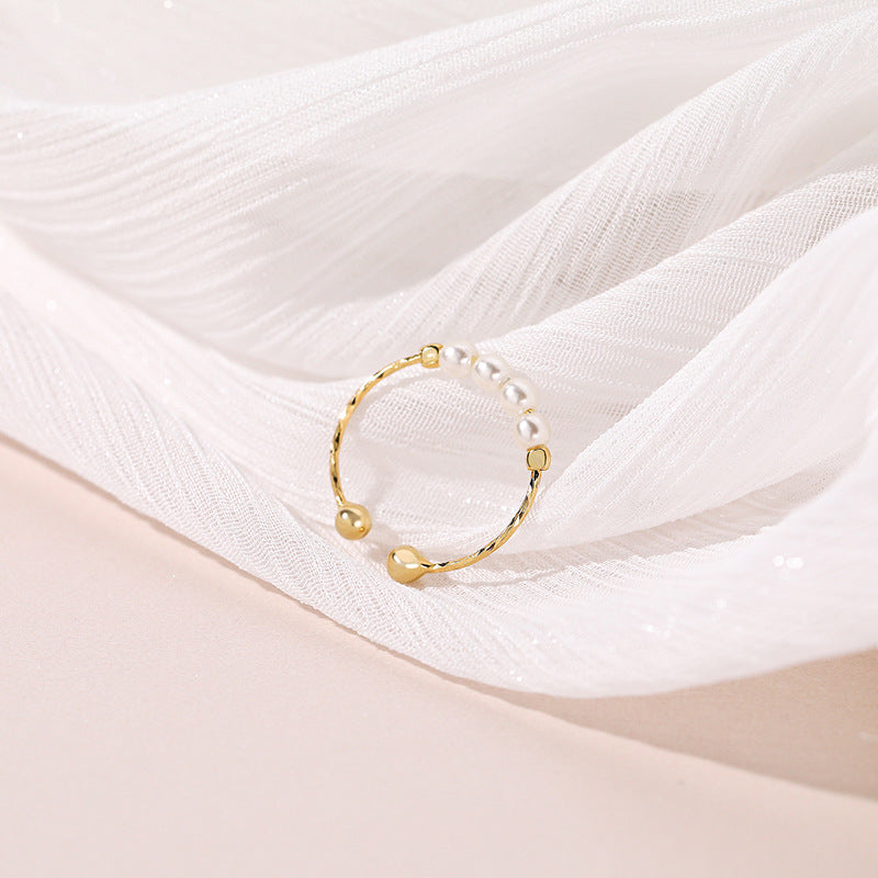 Retro imitation pearl ring women's magic decoration ring pure silver joint ring - Korvel