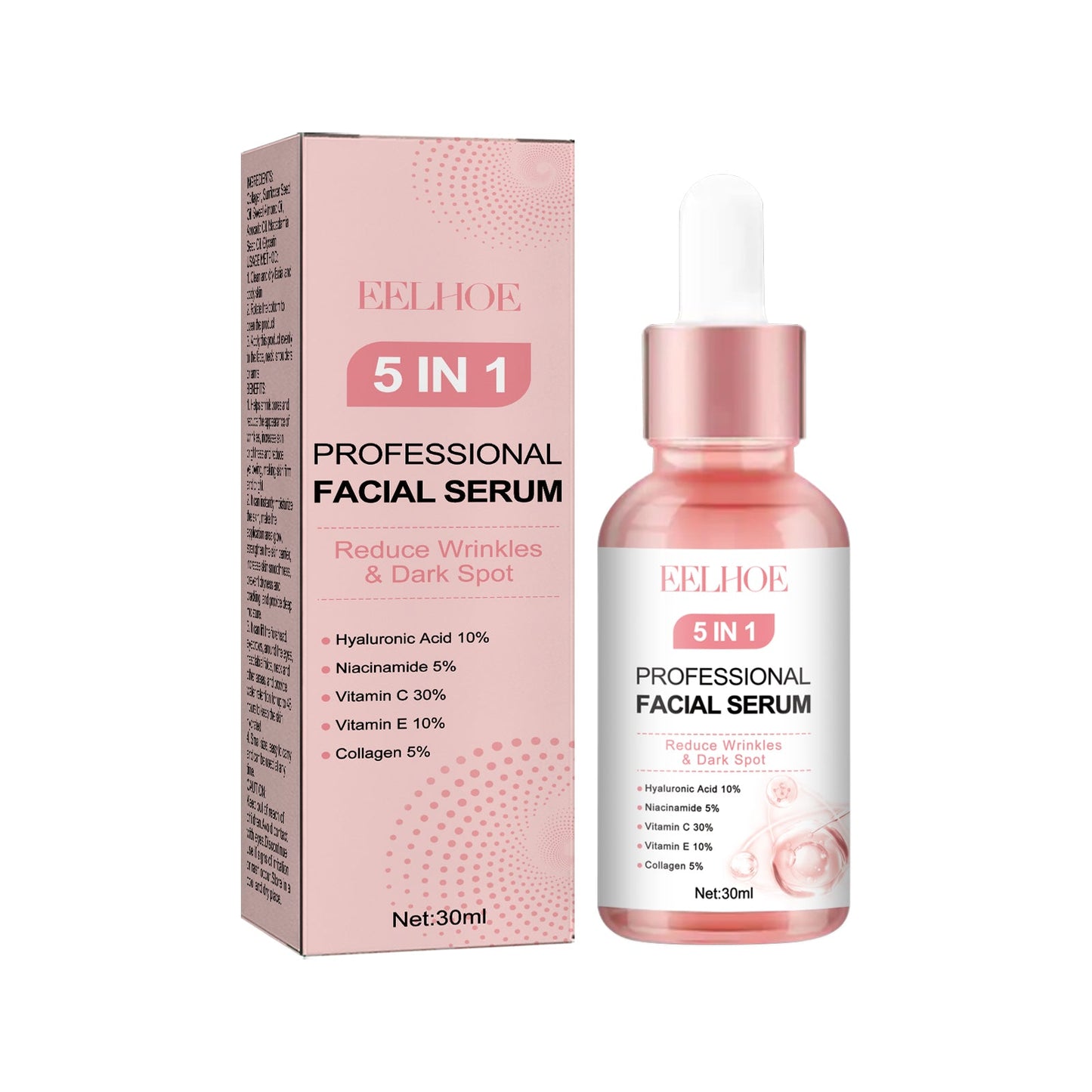 5 In 1 Face Essence Hydrating, Firming, Whitening, Whitening And Anti-Wrinkle Essence For Fine Lines - Korvel