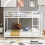Full over Full Metal Bunk Bed, Low Bunk Bed with Ladder White - Korvel