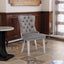 High end tufted solid wood velvet soft cushion dining chair chrome plated leg nail decoration gray and chrome two-piece set - Korvel