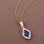Colgante de Zafiro Azul y Diamante de 0.92 Quilates en Oro de 14K
