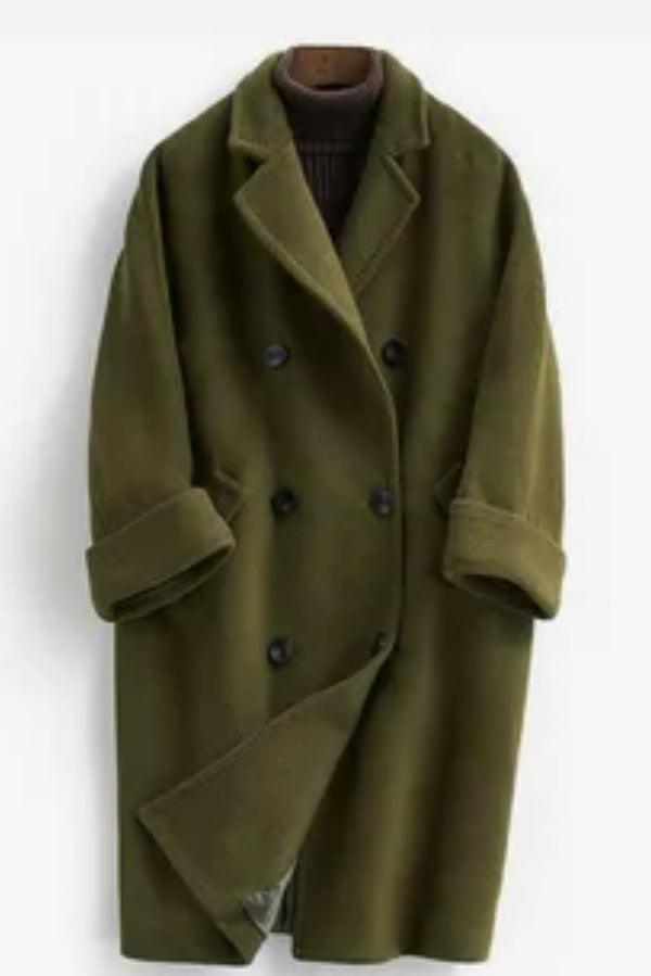 Manteau long slim en laine double face pour femmes