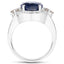 4.10 Carat Blue Sapphire and Diamond .925 Sterling Silver Ring