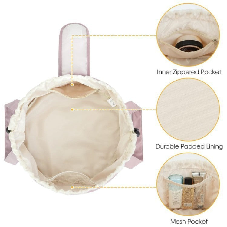 Large Capacity Barrel Drawstring Makeup Bag for Women
