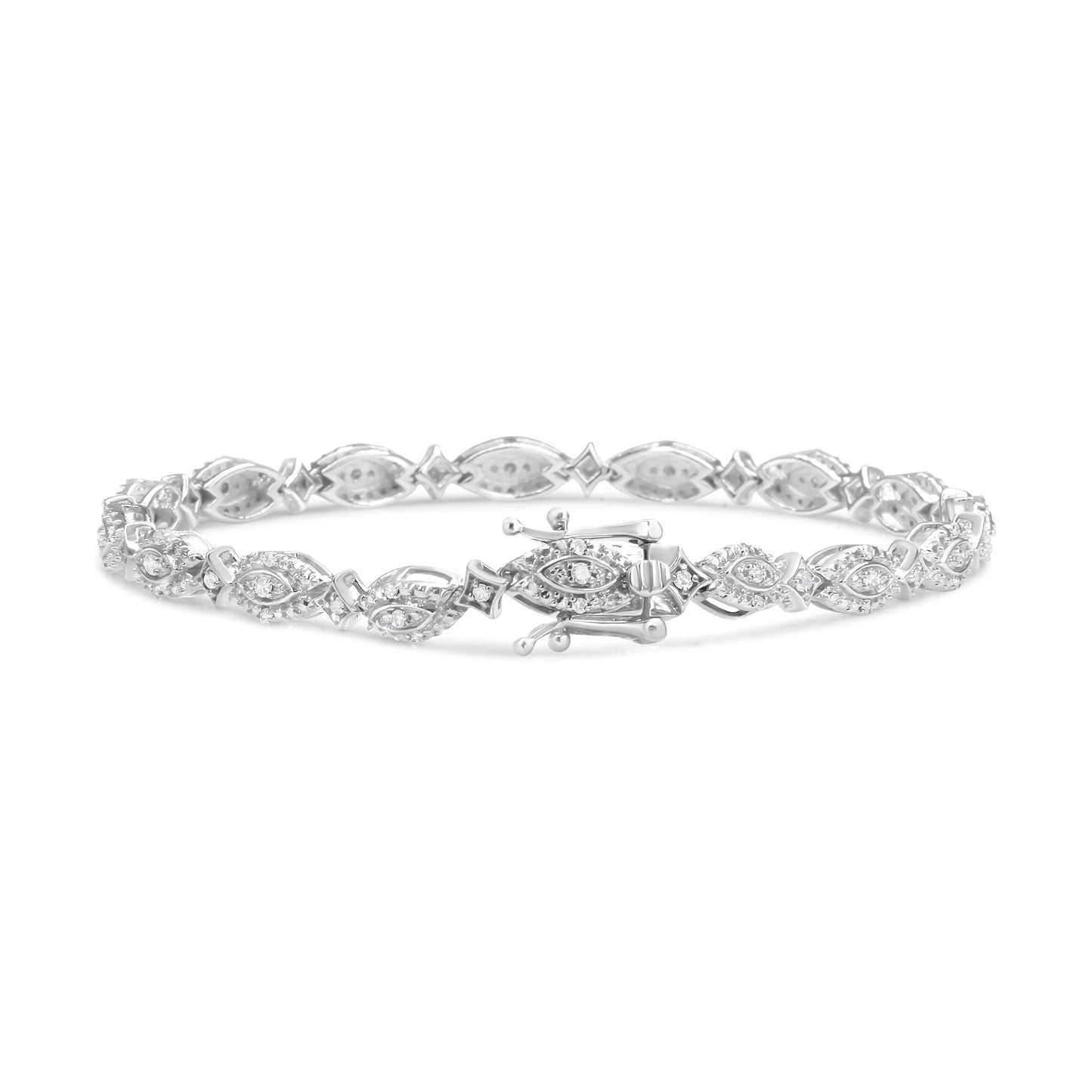 Bracelet en lien en argent sterling .925 avec diamants - 1/2 Cttw, 7,25"