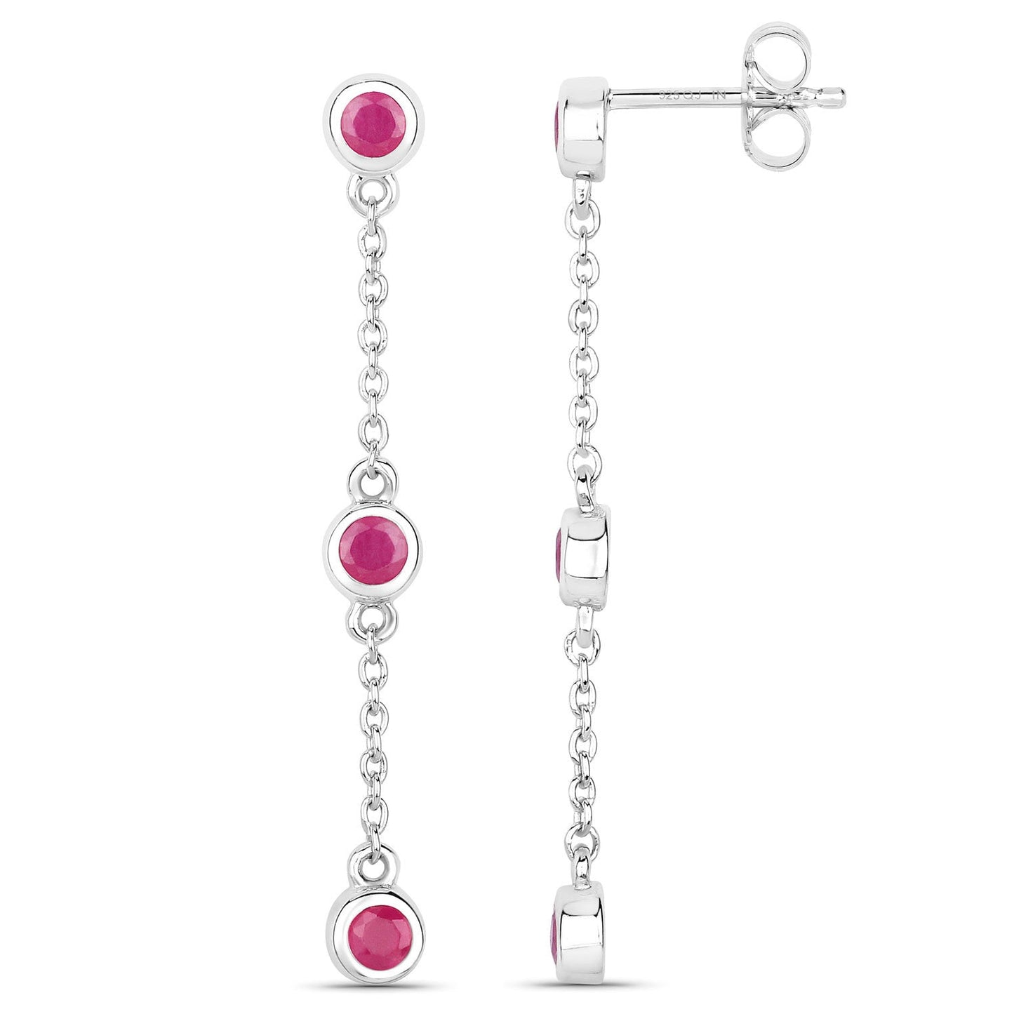 Boucles d'oreilles en argent sterling avec rubis véritable de 0,78 carat