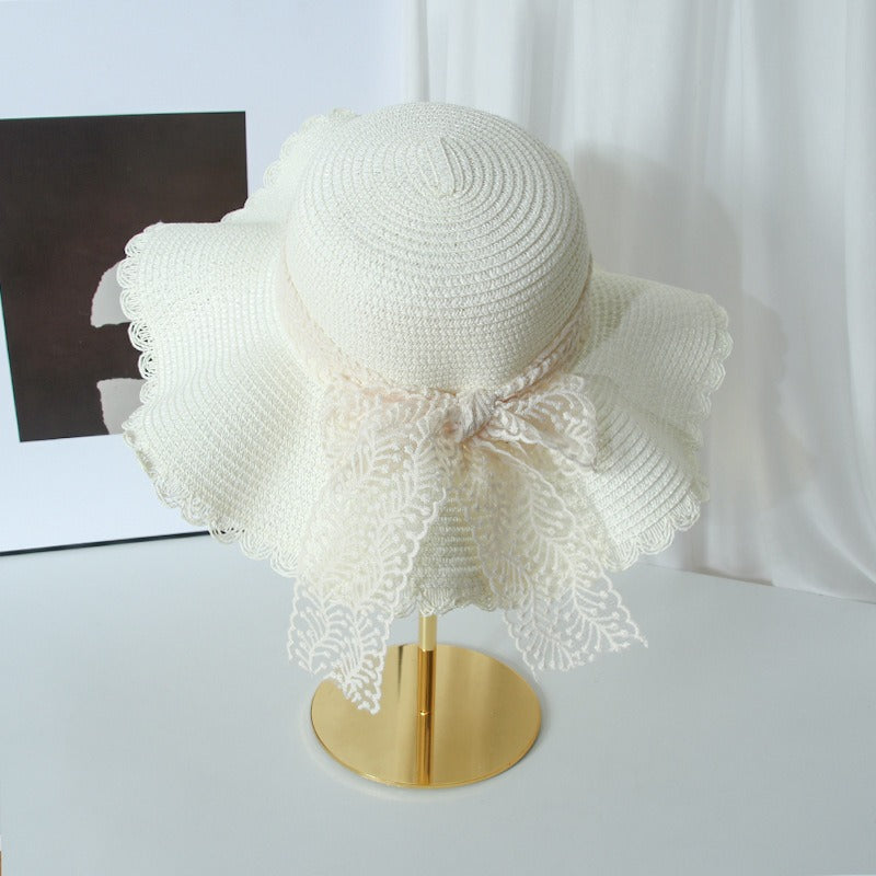 Lace String Woven Straw Sun Hat for Summer Adventures